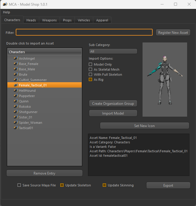 MCA Pipeline & Production Toolbox — Model Shop